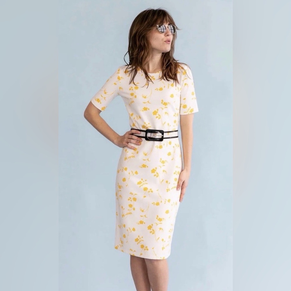 NEW Sonnet James Quincy Play Dress Yellow Floral XS HTF Color blocked